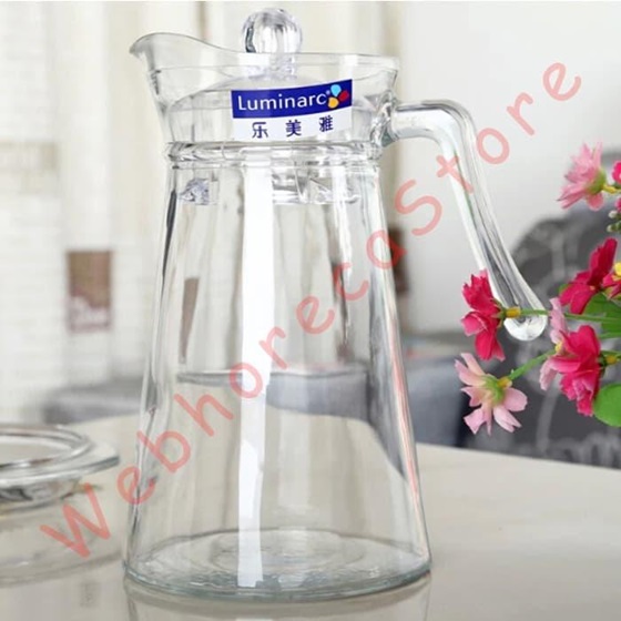 Luminarc Kone Pitcher Water Jug 0.8-1.3 L / Kan Air Teko Kaca Tutup Acrylic