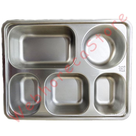 Lunch Box Stainless 304 5Compartment w Cover Stainless/ Food Tray Plato Ompreng Sekat 5 Tutup Foodgrade MBG BGN (PRODUKSI LOKAL)