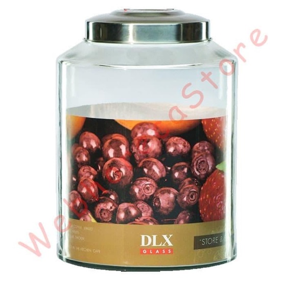 DLX Asinan Glass Jar Canister Seal Lid 6-8-10-11.5-15-16 L/ Toples Kaca Krupuk Kedap Tutup Stainless