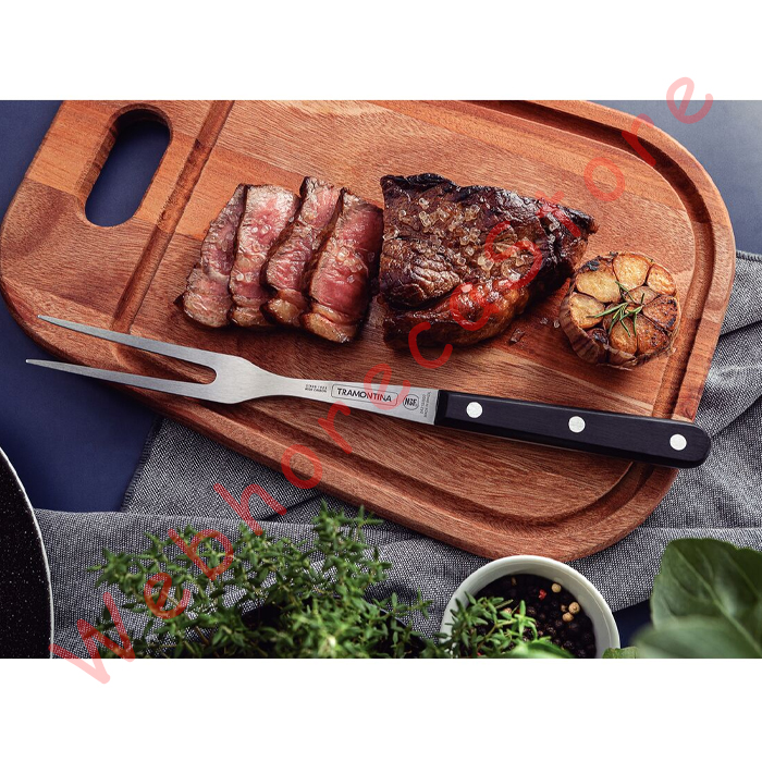 Tramontina Traditional Carving Fork Wooden Handle 6-9" / Garpu Saji Steak Daging Panjang Gagang Kayu - Image 5