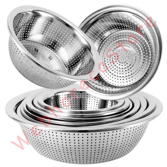New Mixing Bowl Colander Strainer Stainless/ Mangkok Saringan Cuci Sayur Buah - Image 2