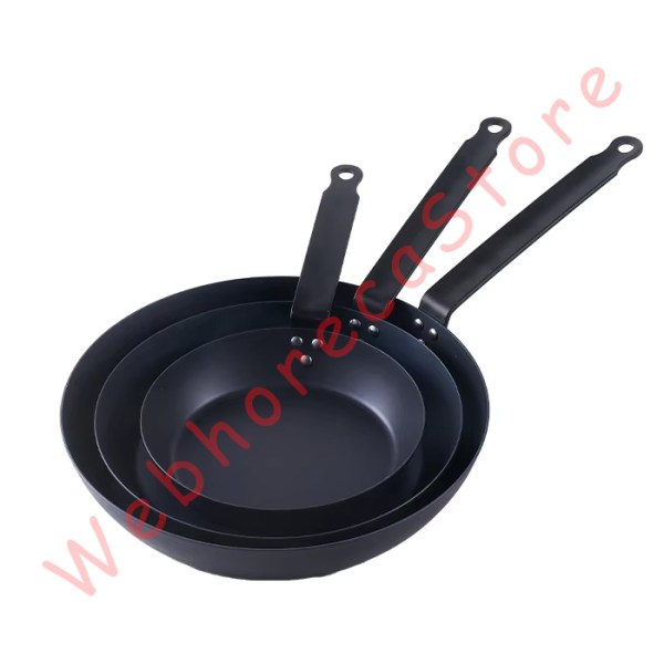 Pan Master Black Steel Frying Pan Heavy Duty 22-24-26-30-32cm / Wajan Penggorengan Seasoned Ready Used