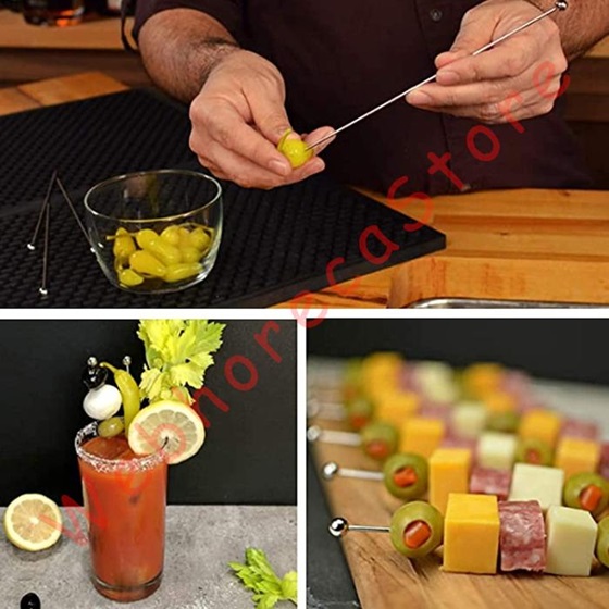 Cocktail Fruit Martini Picks Skewer Pin Needle 11cm / Tusuk Buah Burger Stainless - Image 2