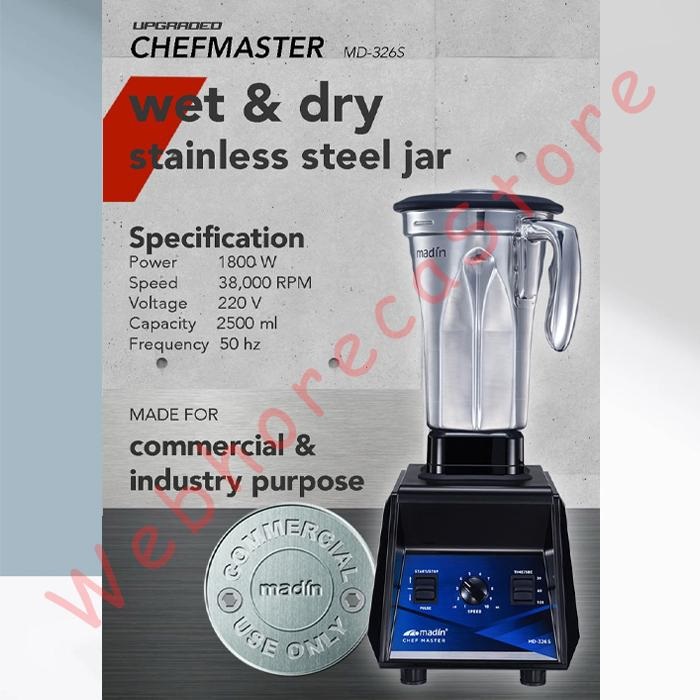 Madin Wet Dry Blender Food Processor Stainless Jar 304 2.5L 1.8KW MD326S - Image 7