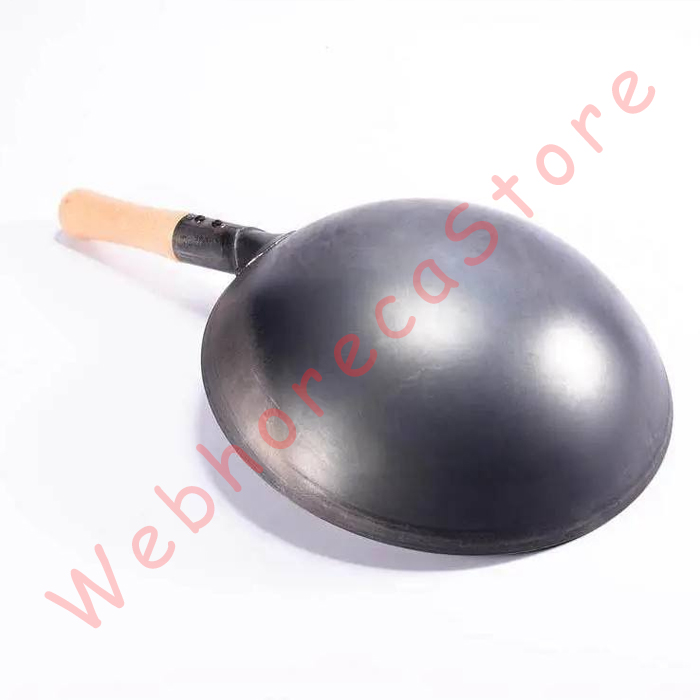 Wok Master Blacksteel Wok Wooden Handle 34-36-38-40cm / Wajan Kuali Hitam 13-14-15-16" - Image 2