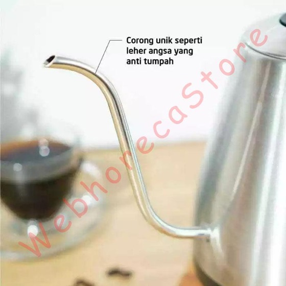 Electric Coffee Pot Pour Over Gooseneck Kettle w Thermostat/ Teko Listrik Kopi Stainless 1L 1.5KW TL0201 - Image 3