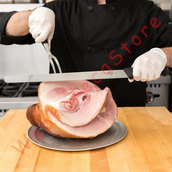 Victorinox Slicing Knife 25-30-36cm Straight Edge Round Tip Fibrox Handle/ Pisau Ham Daging Kue polos